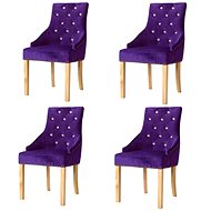 Dining Chairs 4 pcs Purple Solid Oak Wood and Velvet - Dining Chair