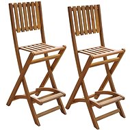 Folding Garden Bar Stools 2 pcs  Solid Acacia - Garden Chair