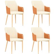 Dining chairs 4 pcs brown and cream textile - Dining Chair