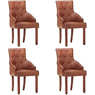Dining chair 4 pcs brown genuine goat leather - Dining Chair