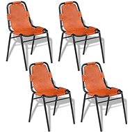 Dining chair 4 pcs brown genuine leather - Dining Chair