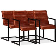 Dining Chair 4 pcs Brown Genuine Leather - Dining Chair