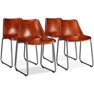 Dining Chair 4 pcs Brown Genuine Leather - Dining Chair