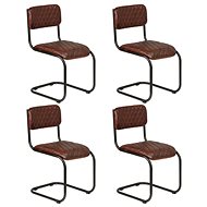 Dining Chair 4 pcs Brown Genuine Leather - Dining Chair