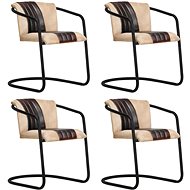 Dining chair 4 pcs brown genuine leather - Dining Chair