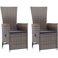 Garden Reclining Chairs 2 pcs with Cushions Grey Polyrattan - Garden Armchair