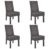 Dining chairs 4 pcs brown rattan cube and mango wood - Dining Chair