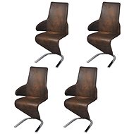 Dining Chairs 4 pcs Brown Textile - Dining Chair