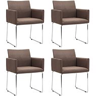 Dining Chairs 4 pcs Brown Textile - Dining Chair