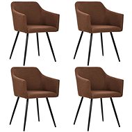Dining chairs 4 pcs brown textile - Dining Chair