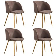 Dining chairs 4 pcs brown textile - Dining Chair