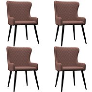 Dining chairs 4 pcs brown textile - Dining Chair