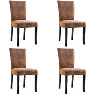 Dining Chair 4 pcs Brown Faux Brushed Leather - Dining Chair
