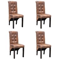 Dining chair 4 pcs brown faux leather - Dining Chair