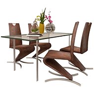Dining chair 4 pcs brown faux leather - Dining Chair