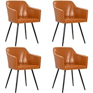 Dining chair 4 pcs brown faux leather - Dining Chair
