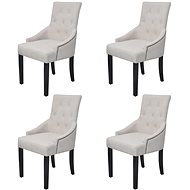 Dining Chairs 4 pcs Cream Grey Textile - Dining Chair