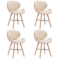 Dining Chairs 4 pieces Creamy Artificial Leather and Bentwood - Dining Chair