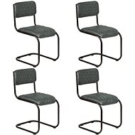 Dining Chair 4 pcs Genuine Grey Leather - Dining Chair