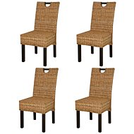 Dining Chairs 4 pcs Rattan Kubu and Mango Wood - Dining Chair