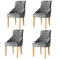Dining Chairs 4 pcs Silver Solid Oak Wood and Velvet - Dining Chair