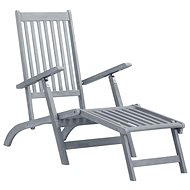 Garden chair with footstool gray solid acacia wood 45957 - Garden Armchair
