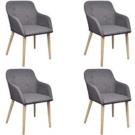 Dining chairs 4 pcs light gray textile and solid oak wood - Dining Chair
