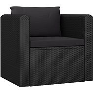 Armchair with Cushions Polyrattan Black 46555 - Garden Armchair