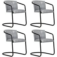 Dining chair 4 pcs gray genuine leather - Dining Chair