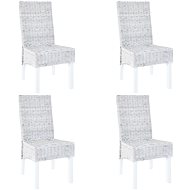 Dining chairs 4 pcs gray rattan cube and mango wood - Dining Chair