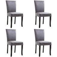 Dining chair 4 pcs gray faux brushed leather - Dining Chair