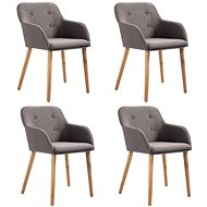 Dining chairs 4 pcs taupe textile and solid oak wood - Dining Chair