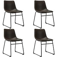 Dining chair 4 pcs dark brown faux leather - Dining Chair