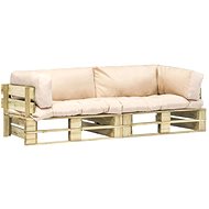 2-piece Garden Sofa from Pallets with Sandy Pillows, Pine 275296 - Garden Sofa