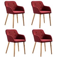 Dining chairs 4 pcs burgundy textile and solid oak wood - Dining Chair