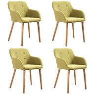 Dining chairs 4 pcs green textile and solid oak wood - Dining Chair
