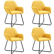 Dining chairs 4 pcs yellow textile - Dining Chair