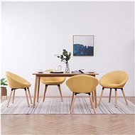 Dining chairs 4 pcs yellow textile - Dining Chair
