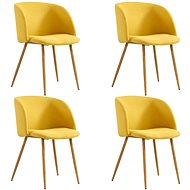 Dining chairs 4 pcs yellow textile - Dining Chair