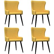 Dining chairs 4 pcs yellow textile - Dining Chair