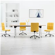 Dining chairs 4 pcs yellow textile - Dining Chair