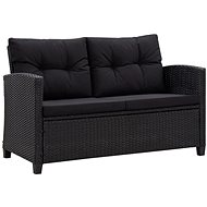 2-seater Garden Sofa with Cushions Black 124cm Polyrattan 46155 - Garden Sofa