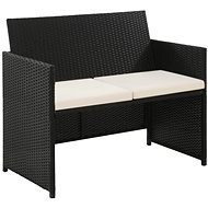 2-seater garden sofa with cushions black polyratan 43910 - Garden Bench