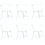Dining Chair 6 pcs White Solid Rubber Tree - Dining Chair