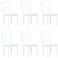 Dining chair 6 pcs white solid rubber tree - Dining Chair