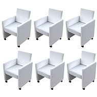 Jedálenská stolička 6 ks biele umelá koža - Jedálenská stolička