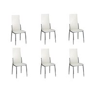 Dining chair 6 pcs white faux leather - Dining Chair