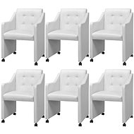 Dining Chair 6 pcs White Faux Leather - Dining Chair
