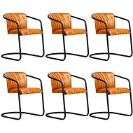 Dining Chair 6 pcs Bronze Genuine Leather - Dining Chair