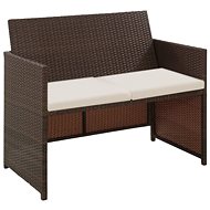 2-seater garden sofa with cushions brown polyrattan 43911 - Garden Sofa